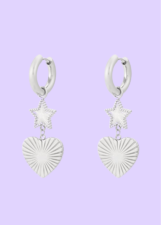 Starry heart oorbellen